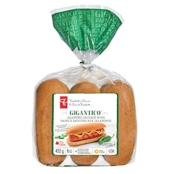 President's Choice Gigantico Jalapeno Sausage Buns 432 g, $0.93/100g