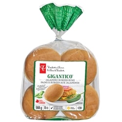 President's Choice Gigantico Jalapeno Burger Buns 568 g, $0.70/100g