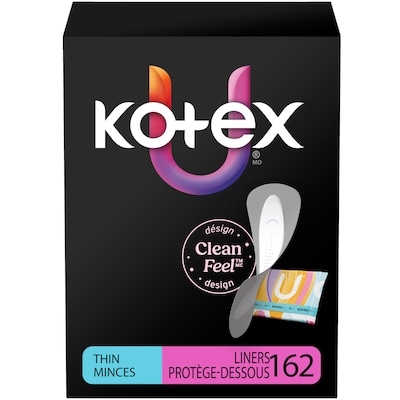 Kotex Protège-dessous pour le quotidien emballés , absorption légère, minces, 162 unités 162 ea, 0,09 $/1ch