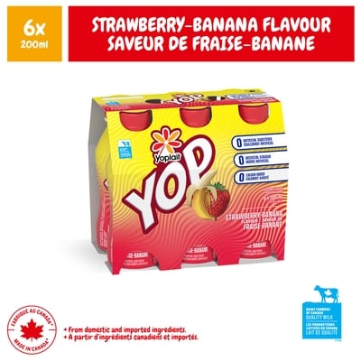 Yoplait Yop Drinkable Yogurt, 1.5% MF. Strawberry Banana, 6x200ml 6x200.0 ml, $0.75/100ml