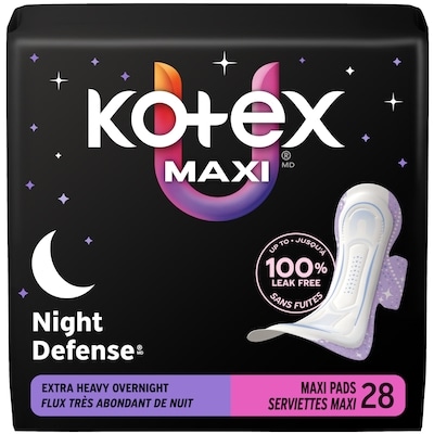 Kotex Overnight Maxi Pads with Wings, Extra Heavy Absorbency, 28 Count 28 ea, $0.57/1ea