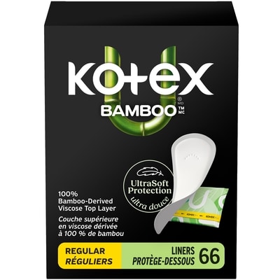 Kotex Bamboo Wrapped Liners, Light Absorbency, Regular Length, 66 Count 66 ea, $0.21/1ea