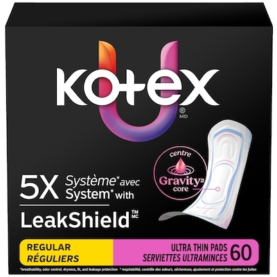 Kotex Ultra Thin Pads, Regular Absorbency, 60 Count 60 ea, $0.23/1ea