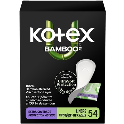 Kotex Bamboo Wrapped Liners, Light Absorbency, Extra Coverage, 54 Count 54 ea, $0.29/1ea