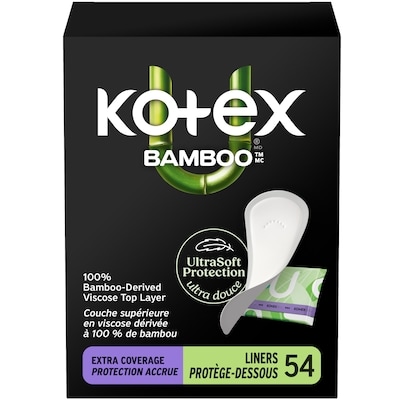 Kotex Bamboo Wrapped Liners, Light Absorbency, Extra Coverage, 54 Count 54 ea, $0.26/1ea