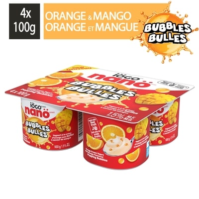 IOGO Nanö Bubbles Orange Cream Yogurt With Mango Bubbles 1.5% 400 g, $0.87/100g