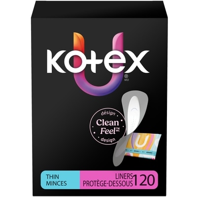 Kotex Protège-dessous pour le quotidien emballés , absorption légère, minces, 120 unités 120 ea, 0,10 $/1ch