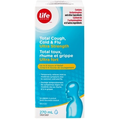 Life Brand Ultra Strength Wildberry Flavour Total Cough, Cold, and Flu Syrup 270 ml, $2.96/100ml