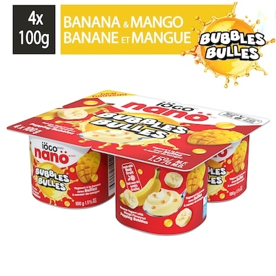IÖGO nanö yogourt bulles banane et mangue 4x100.0 g, 1,25 $/100g