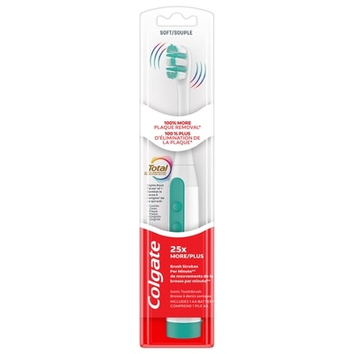 Colgate Brosse à dents sonique à piles Total, poils souples 1 ea, 12,99 $/1ch
