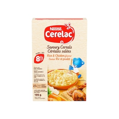 Nestlé Cerelac Rice & Chicken Flavour Savoury Baby Cereal, 8 Mo & Up 185 g, $3.51/100g