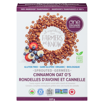 One Degree Rondelles d'avoine et cannelle germées 227 g, 3,08 $/100g