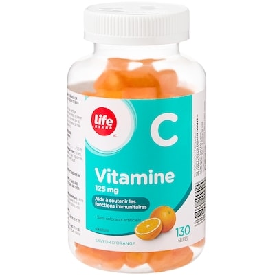 Life Vitamine C 125 mg saveur d’orange, 130 gélifiés 130 ea, 0,10 $/1ch