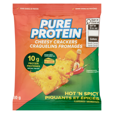 Pure Protein Cheesy Crackers Hot 'n Spicy Flavoured 30 g, $15.97/100g