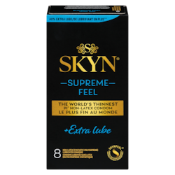 Skyn Préservatifs sans latex, sensation suprême avec lubrifiant, boîte de 8 8 ea, 1,50 $/1ch