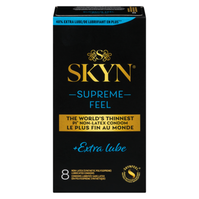 Skyn Préservatifs sans latex, sensation suprême avec lubrifiant, boîte de 8 8 ea, 1,50 $/1ch