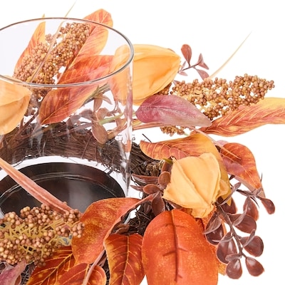 Pièce maîtresse avec porte-bougie à motif de feuilles d’automne