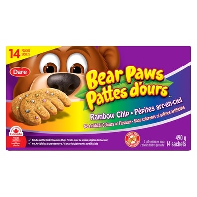Dare Bear Paws Rainbow Chip Cookies 490 g, $1.12/100g