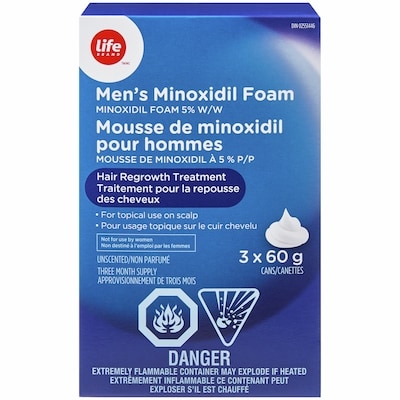 Life Traitement régénérateur de cheveux pour hommes, mousse non parfumée de Minoxidil à 5 % 180 g, 66,66 $/100g
