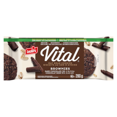 Leclerc Oat Bran Cookies Brownies Dark Chocolate 70% Cocoa 280 g, $1.79/100g