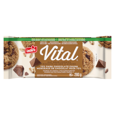 Leclerc Biscuits au son d'avoine morceaux de chocolat noir 70% 280 g, 1,79 $/100g