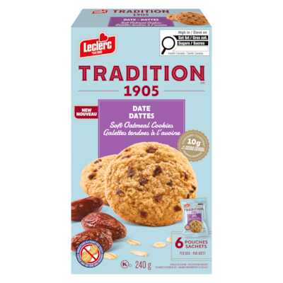 Leclerc Galettes tendres à l'avoine dattes 240 g, 1,46 $/100g