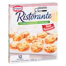Dr Oetker Ristorante Mini Pizzas, Three Cheese 12-Count 288 g, $1.39/100g