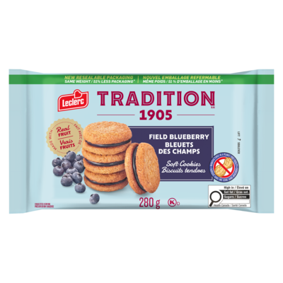Leclerc Biscuits tendres bleuets des champs 280 g, 2,07 $/100g