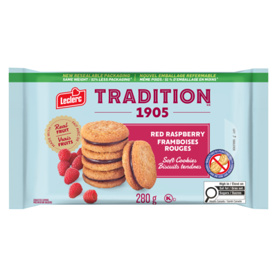 Leclerc Biscuits tendres framboises rouges 280 g, 2,07 $/100g
