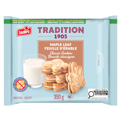 Leclerc Classic Cookies Maple Leaf 350 g, $1.00/100g