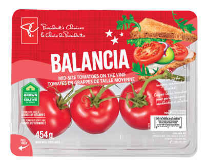 le Choix du Président Tomates en grappes de taille moyenne Balancia 454 g, 1,10 $/100g