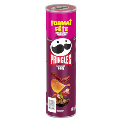 Pringles Croustilles format fête saveur de bbq 188 g, 4,14 $/100g
