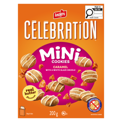 Leclerc Mini Cookies Caramel With A White Glaze Drizzle 200 g, $4.25/100g