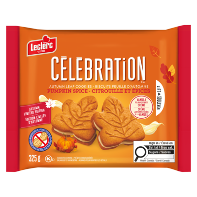 Leclerc Biscuits feuille d'automne citrouille et épices édition limitée d'automne 325 g, 1,78 $/100g
