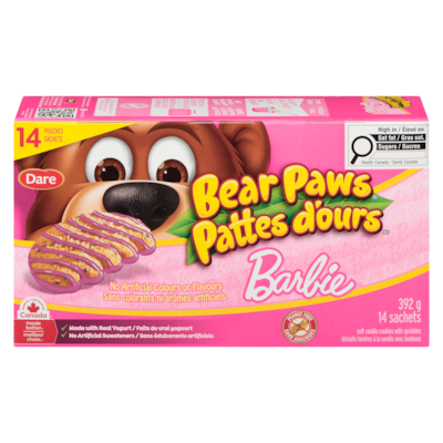 Dare Biscuits pattes d'ours Barbie, paquet de 14  392 g, 1,66 $/100g
