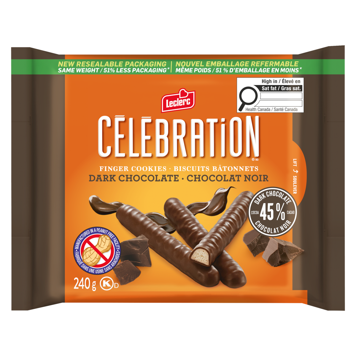 Leclerc Finger Cookies Milk Chocolate