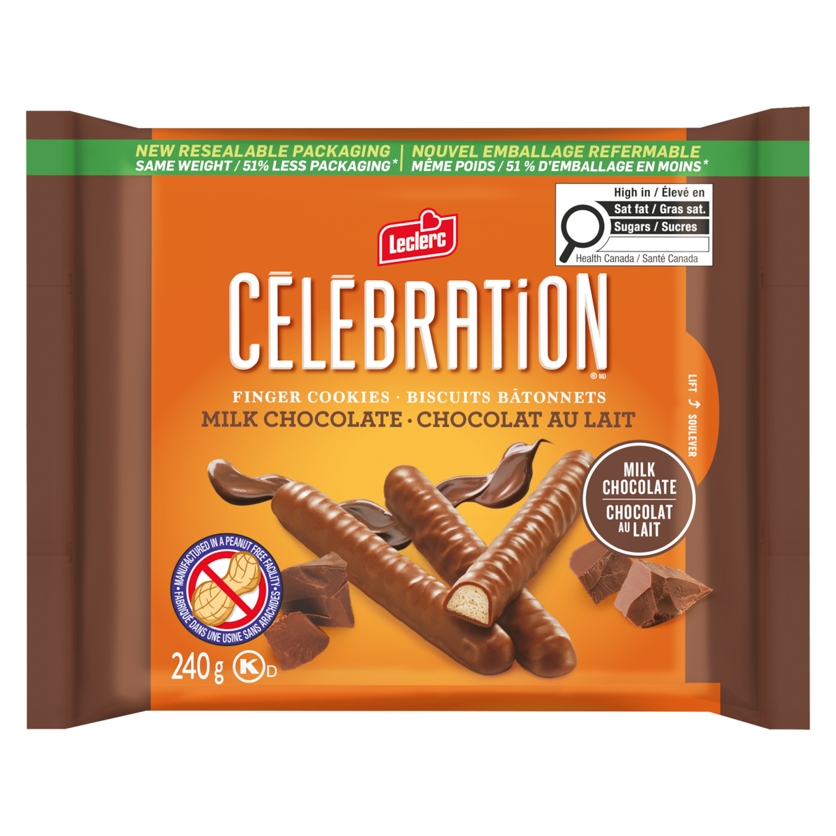 Leclerc Finger Cookies Milk Chocolate