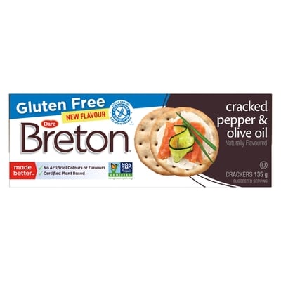 Dare Gluten Free Crackers, Cracked Pepper & Olive Oil 135 g, $1.85/100g