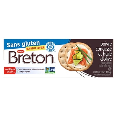 Dare Craquelins sans gluten, poivre et huile d'olive 135 g, 1,85 $/100g