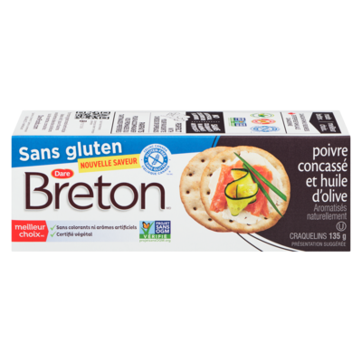 Dare Craquelins sans gluten, poivre et huile d'olive 135 g, 3,33 $/100g