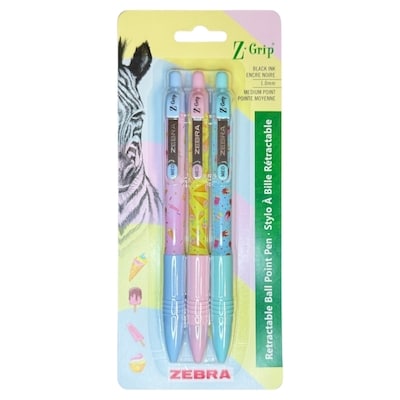Zebra Retractable Ice Cream Ballpoint Pen, black in, 3pk 3 ea, $1.33/1ea