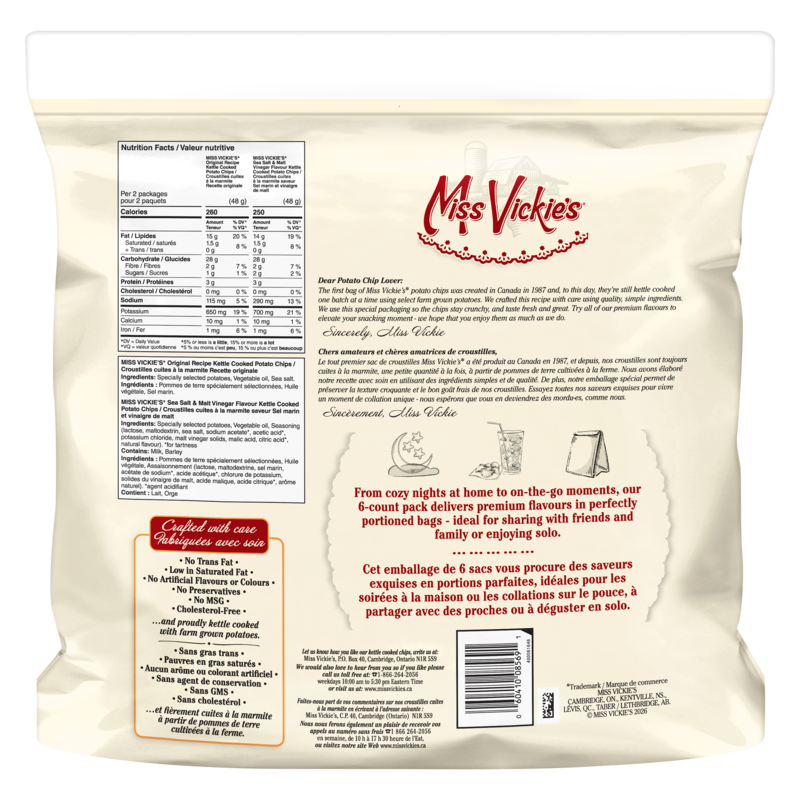 Kettle Chips Variety Pack, Original and Sea Salt & Malt Vinegar, 6 Count