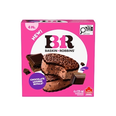 Baskin Robbins Chocolate Mousse Royale Ice Cream Sandwiches 125 ml, $8.79/100ml
