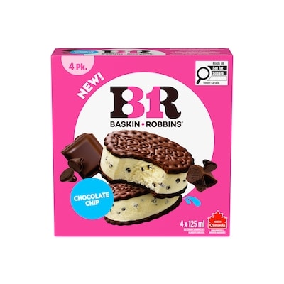 Baskin Robbins Sandwichs à la crème glacée Pépites de chocolat 4x125.0 ml, 2,20 $/100ml