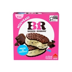 Baskin Robbins Sandwichs à la crème glacée Pépites de chocolat 4x125.0 ml, 2,20 $/100ml