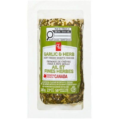 President's Choice Garlic and Herb Soft Fresh Goat's Cheese 140 g, $3.93/100g