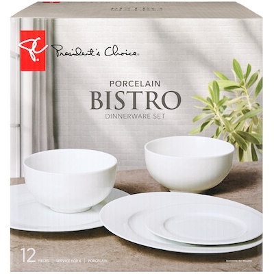 President's Choice Porcelain Bistro Dinnerware Set - 12 Pieces 1 ea, $65.00/1ea