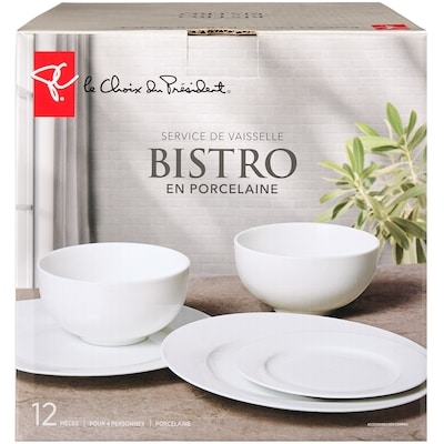 le Choix du Président Service de vaisselle en porcelaine Bistro – 12 pièces 1 ea, 65,00 $/1ch