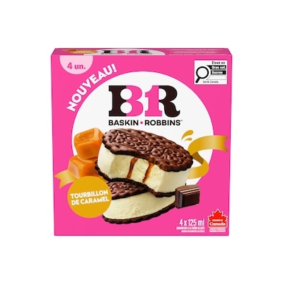 Baskin Robbins Sandwichs à la crème glacée Tourbillon de caramel 4x125.0 ml, 2,00 $/100ml