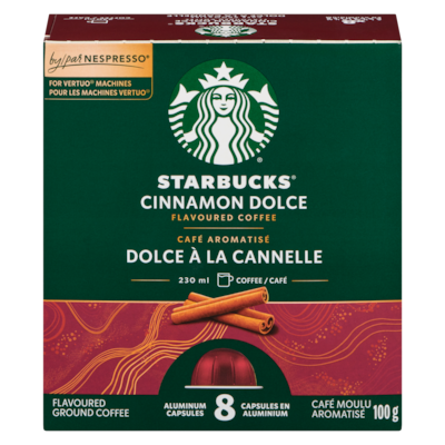 Starbucks Capsules de café aromatisé dolce à la cannelle, paquet de 8 100 g, 12,99 $/100g